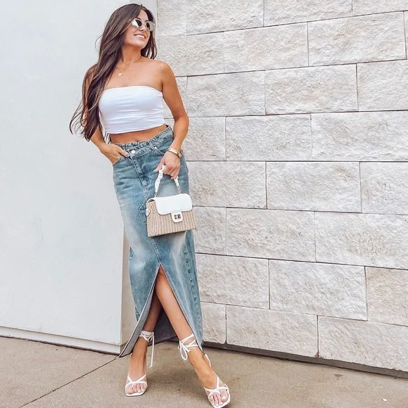 Denim Maxi Skirt - Picture 1 of 6